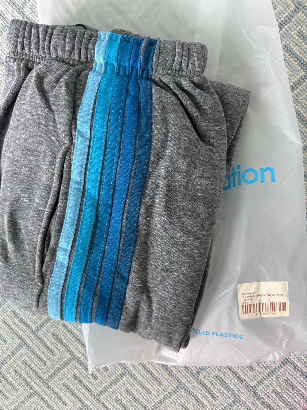 NWT Aviator Nation Grey Jogger Pants with Blue Stripe
